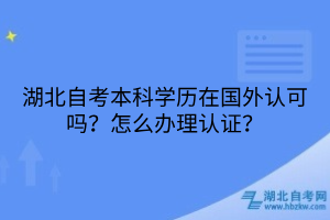 湖北自考本科学历在国外认可吗