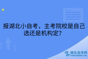 湖北小自考主考院校
