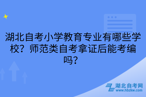 湖北自考小学教育专业有哪些学校
