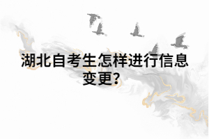 湖北自考生怎样进行信息变更? 湖北自考生怎样进行信息变更?