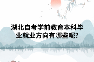 湖北自考学前教育本科毕业就业方向有哪些呢?