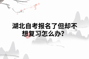湖北自考报名了但却不想复习怎么办? 湖北自考报名了但却不想复习怎么办?