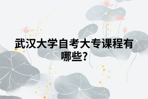 武汉大学自考大专课程有哪些?