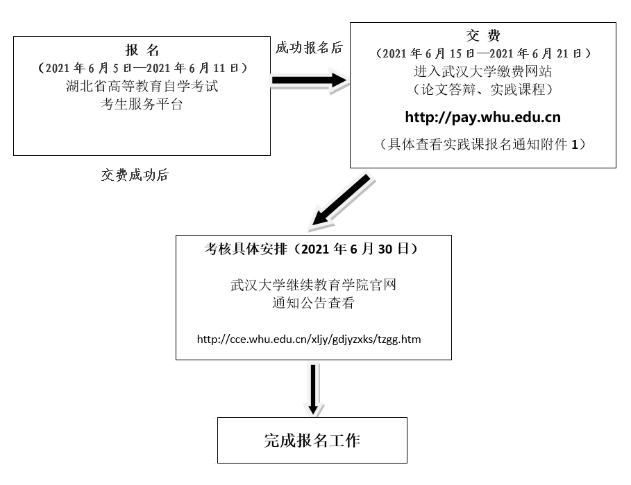 武汉大学自考实践考核流程图