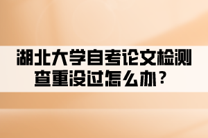 湖北大学自考论文检测查重没过怎么办？