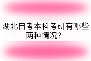 湖北自考本科考研有哪些两种情况？