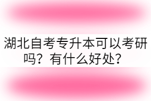 湖北自考专升本可以考研吗？有什么好处？