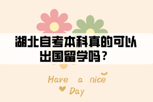 湖北自考本科真的可以出国留学吗? 湖北自考本科真的可以出国留学吗?