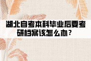 湖北自考本科毕业后要考研档案该怎么办？