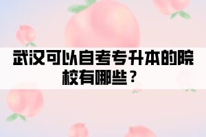 武汉可以自考专升本的院校有哪些？