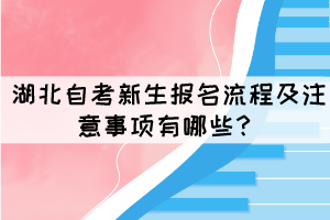 湖北自考新生报名流程及注意事项有哪些? 湖北自考新生报名流程及注意事项有哪些?