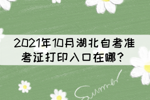 2021年10月湖北自考准考证打印入口在哪？