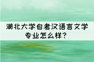 湖北大学自考汉语言文学专业怎么样? 湖北大学自考汉语言文学专业怎么样?