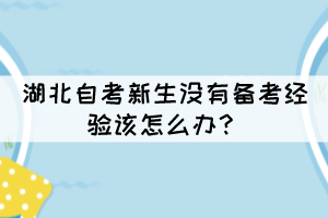 湖北自考新生没有备考经验该怎么办? 湖北自考新生没有备考经验该怎么办?