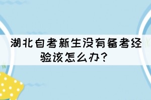 湖北自考新生没有备考经验该怎么办？