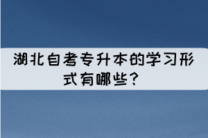 湖北自考专升本的学习形式有哪些？