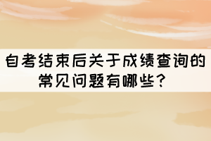 自考结束后关于成绩查询的常见问题有哪些？