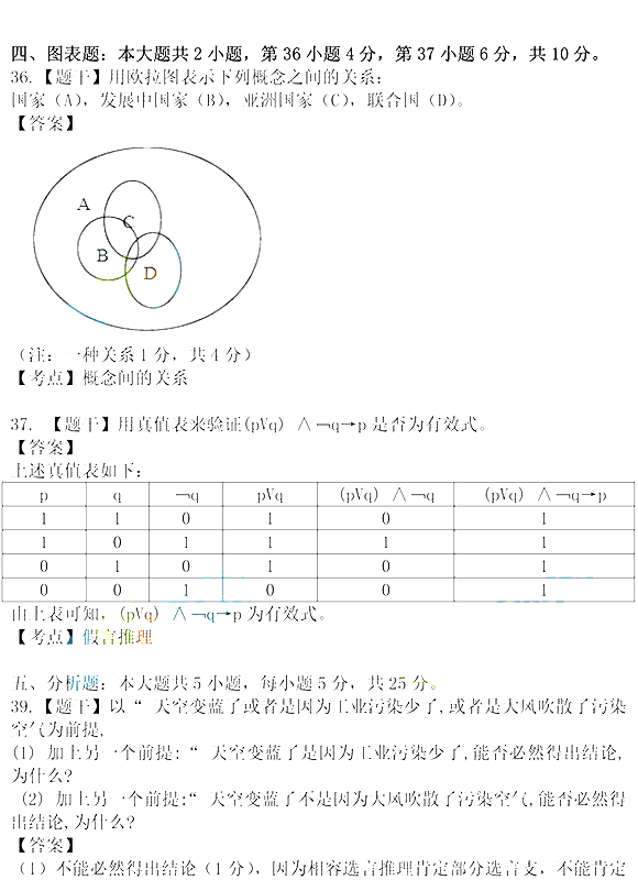 2021年10月湖北自考《普通逻辑》真题及答案解析