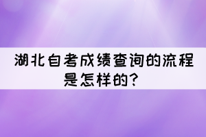 湖北自考成绩查询的流程是怎样的？