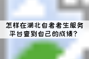 怎样在湖北自考考生服务平台查到自己的成绩? 怎样在湖北自考考生服务平台查到自己的成绩?