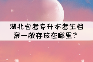 湖北自考专升本考生档案一般存放在哪里? 湖北自考专升本考生档案一般存放在哪里?