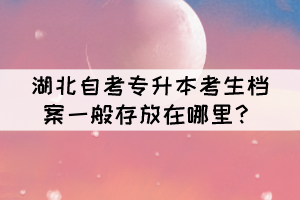 湖北自考专升本考生档案一般存放在哪里？