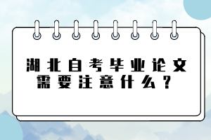 湖北自考毕业论文需要注意什么？