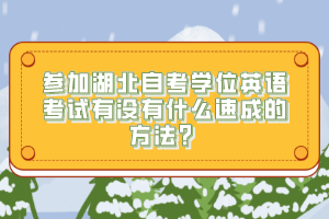 参加湖北自考学位英语考试有没有什么速成的方法？