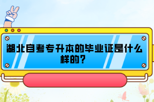 湖北自考专升本的毕业证是什么样的？