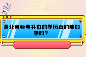 湖北自考专升本的学历真的能加薪吗？