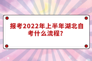 报考2022年上半年湖北自考什么流程？