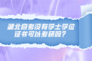 湖北自考没有学士学位证书可以考研吗？