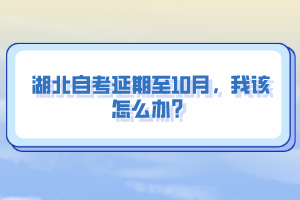 湖北自考延期至10月，我该怎么办？