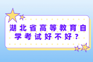 湖北省高等教育自学考试好不好？