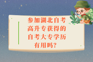 参加湖北自考高升专获得的自考大专学历有用吗? 参加湖北自考高升专获得的自考大专学历有用吗?