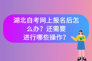 湖北自考网上报名后怎么办？还需要进行哪些操作？