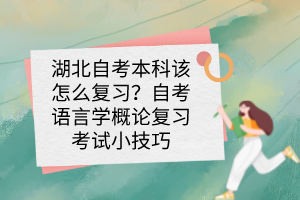 湖北自考本科该怎么复习?自考语言学概论复习考试小技巧 湖北自考本科该怎么复习?自考语言学概论复习考试小技巧