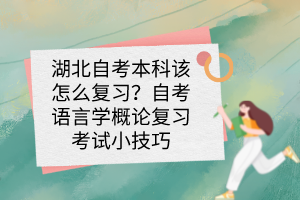 湖北自考本科该怎么复习？自考语言学概论复习考试小技巧