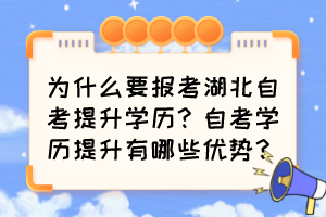 为什么要报考湖北自考提升学历？自考学历提升有哪些优势？