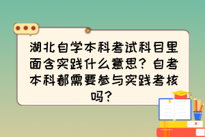 湖北自学本科考试科目里面含实践什么意思？自考本科都需要参与实践考核吗？