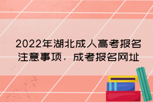 2022年湖北成人高考报名注意事项，成考报名网址