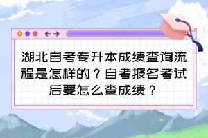 湖北自考专升本成绩查询流程是怎样的？自考报名考试后要怎么查成绩？