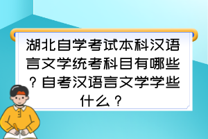 湖北自学考试本科汉语言文学统考科目有哪些?自考汉语言文学学些什么? 湖北自学考试本科汉语言文学统考科目有哪些?自考汉语言文学学些什么?