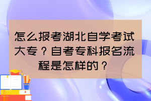 怎么报考湖北自学考试大专?自考专科报名流程是怎样的? 怎么报考湖北自学考试大专?自考专科报名流程是怎样的?