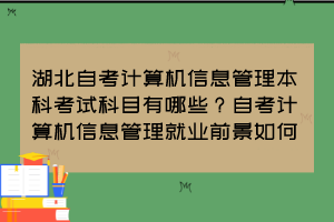 湖北自考计算机信息管理本科考试科目有哪些？自考计算机信息管理就业前景如何？