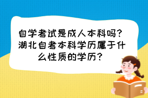 自学考试是成人本科吗？湖北自考本科学历属于什么性质的学历？