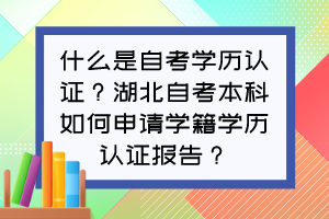 什么是自考学历认证？湖北自考本科如何申请学籍学历认证报告？