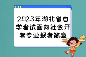 2023年湖北省自学考试面向社会开考专业报考简章