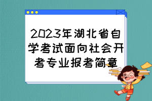 2023年湖北省自学考试面向社会开考专业报考简章 2023年湖北省自学考试面向社会开考专业报考简章