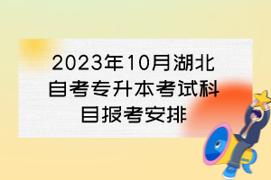 2023年10月湖北自考专升本考试科目报考安排